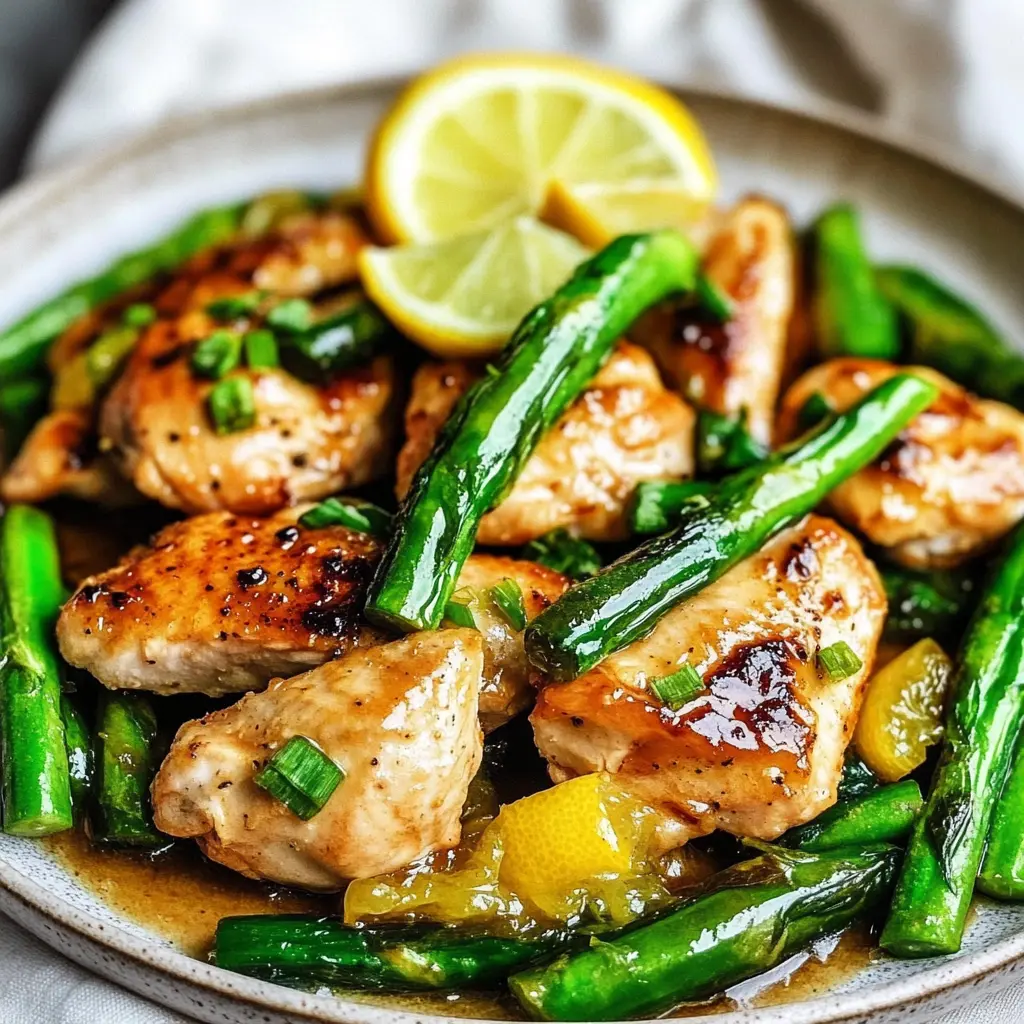 Air Fryer Chicken Breast Asparagus Lemon Easy Weeknight Meal 6 Air fryer chicken breast with asparagus and lemon, centered hero view, clean and uncluttered
