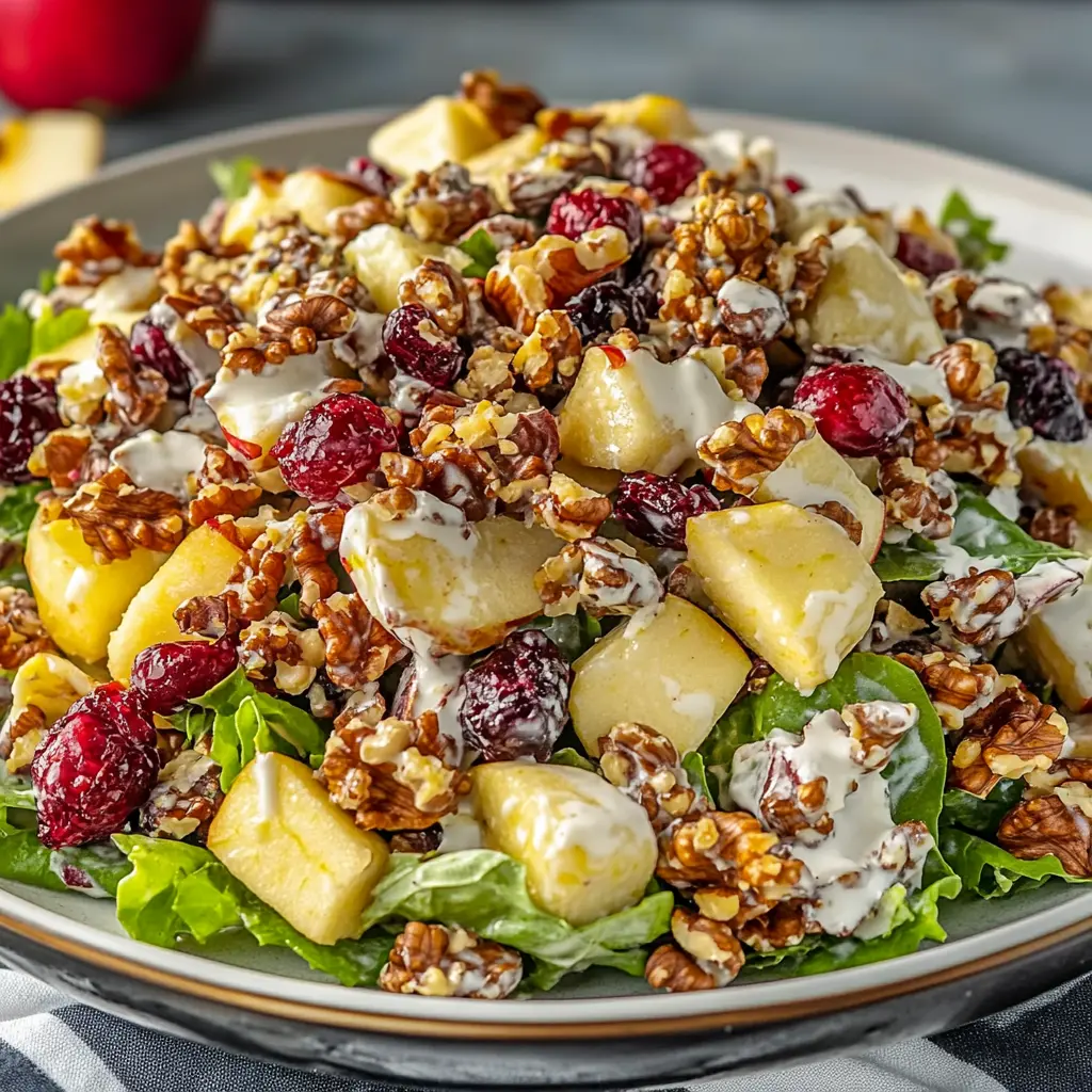 Apple Walnut Cranberry Salad centered hero view, clean and uncluttered