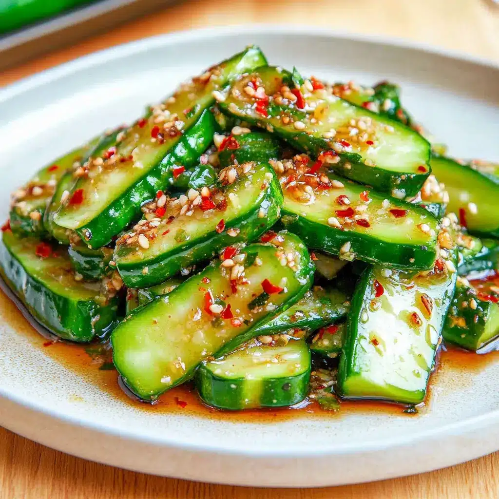 Asian Cucumber Salad TikTok Recipe Easy Fresh Dinner 6 Asian cucumber salad with spiral-cut cucumbers garnished with sesame seeds and green onions