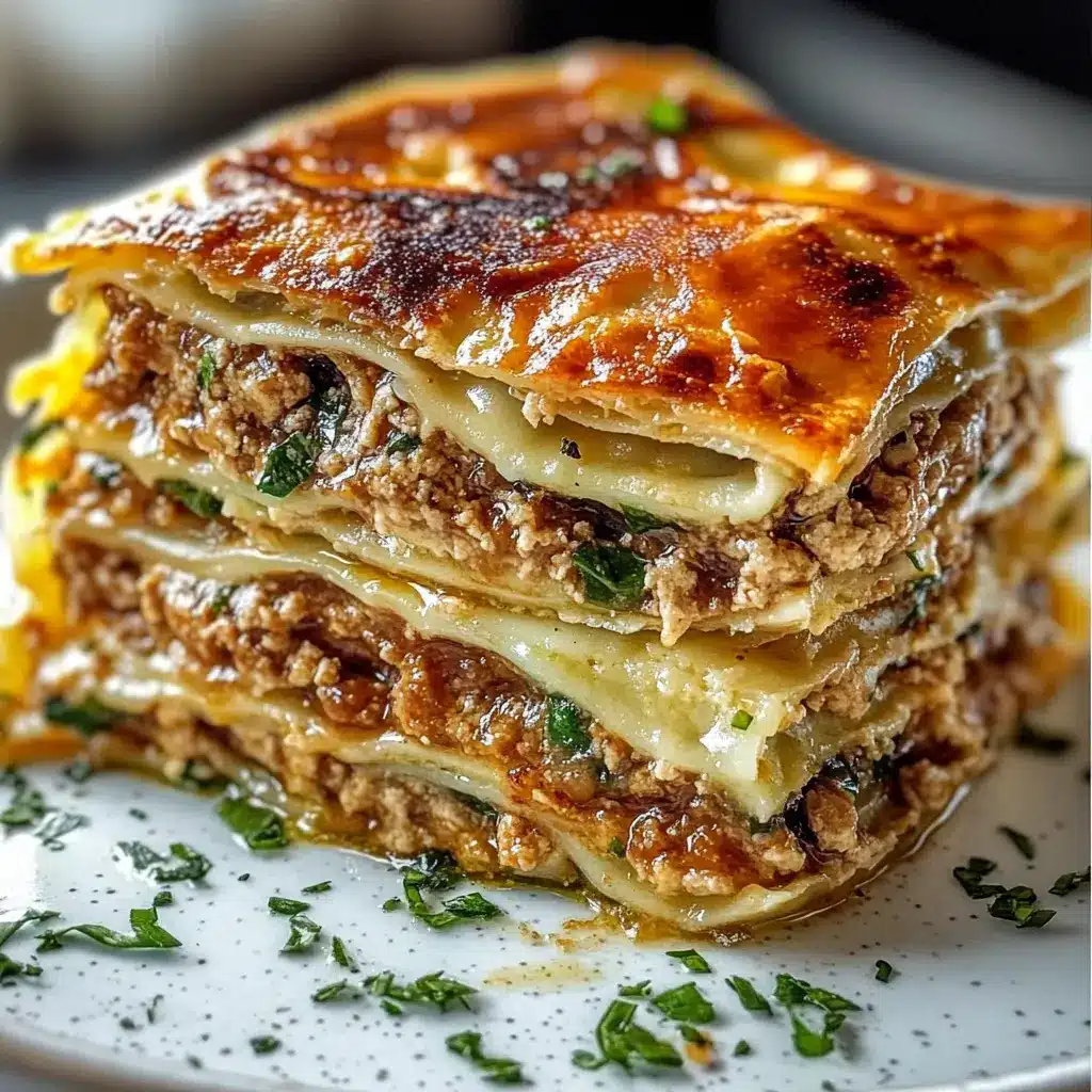 Asian Dumpling Lasagna Layers Easy Weeknight Dinner 6 ASIAN DUMPLING LASAGNA LAYERS centered hero view, clean and uncluttered