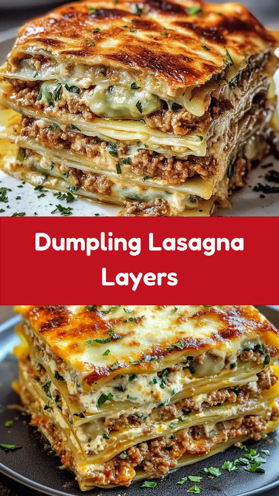 Asian Dumpling Lasagna Layers Easy Weeknight Dinner 7 ASIAN DUMPLING LASAGNA LAYERS centered hero view, clean and uncluttered