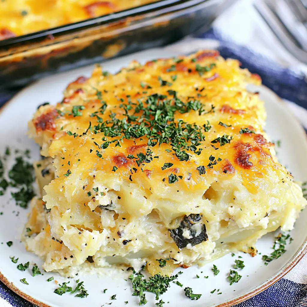 Best Cheesy Potato Casserole Easy Weeknight Dinner 6 BEST CHEESY POTATO CASSEROLE centered hero view, clean and uncluttered