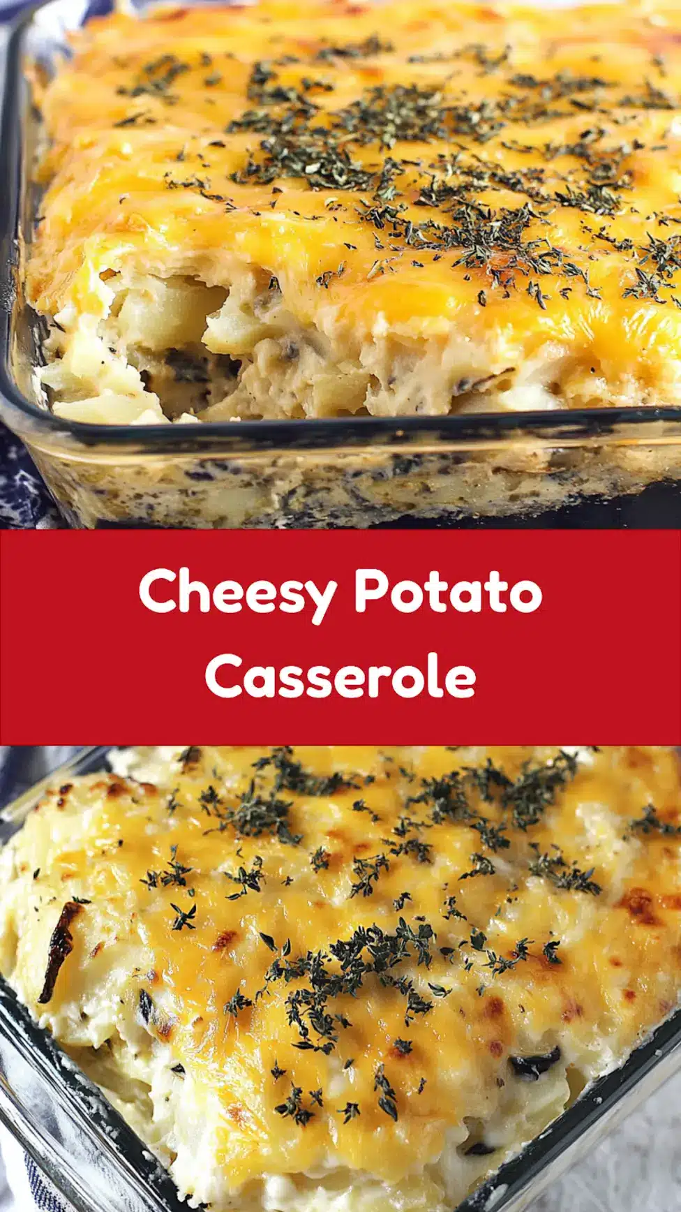 Best Cheesy Potato Casserole Easy Weeknight Dinner 7 BEST CHEESY POTATO CASSEROLE centered hero view, clean and uncluttered_pin
