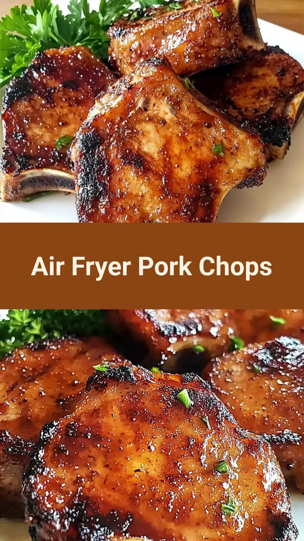 Best Damn Air Fryer Pork Chops Easy Weeknight Dinner 7 BEST DAMN AIR FRYER PORK CHOPS centered hero view, clean and uncluttered