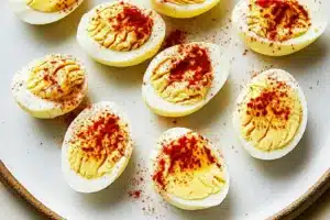 Best Deviled Eggs Recipe Easy Perfect Party Favorite BEST DEVILED EGGS RECIPE centered hero view, clean and uncluttered