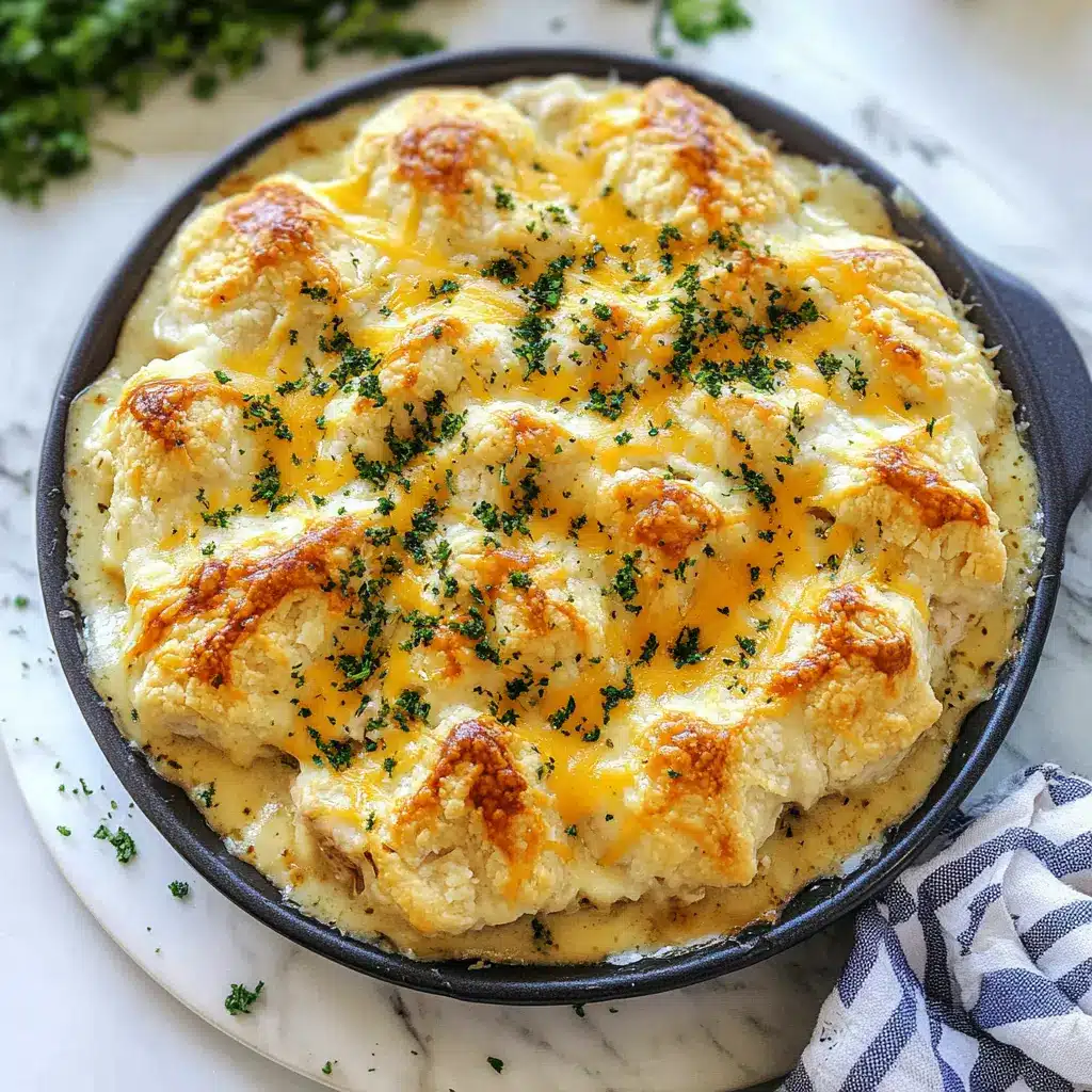 Cheddar Bay Biscuit Chicken Pot Pie with golden biscuit topping and creamy filling