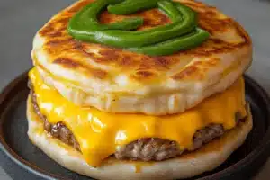 Dubai Smash Burger Parathas Cheese Irresistible Cheesy Nights CHEESY SMASH BURGER PARATHAS recipe, served and ready to eat, easy homemade dinner