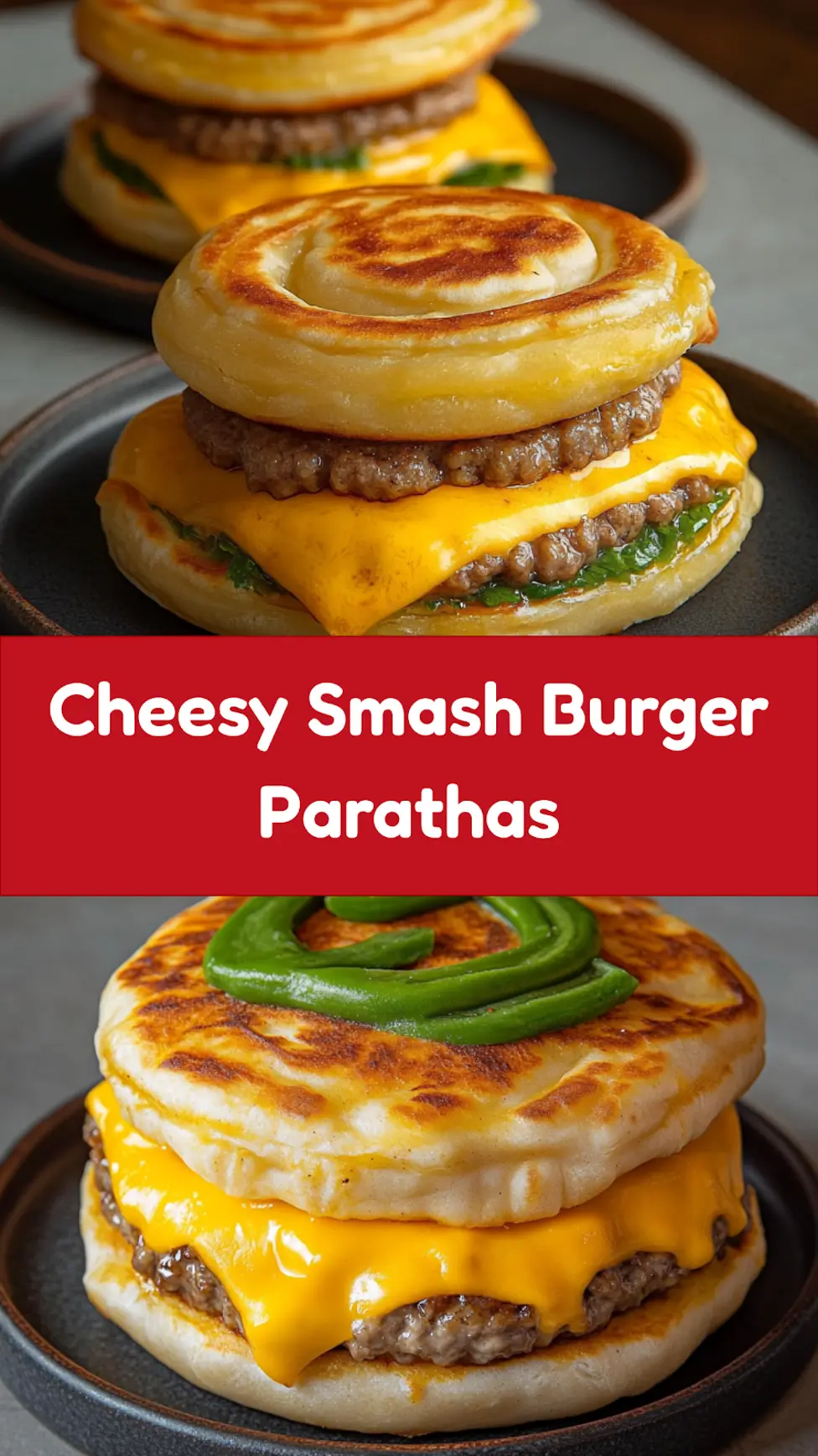 Dubai Smash Burger Parathas Cheese Irresistible Cheesy Nights 7 CHEESY SMASH BURGER PARATHAS recipe, served and ready to eat, easy homemade dinner