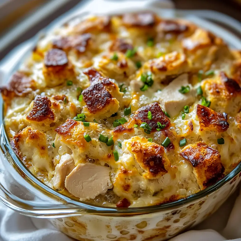 Chicken Bubble Biscuit Bake Casserole Easy Comforting Dinner 6 CHICKEN BUBBLE BISCUIT BAKE CASSEROLE centered hero view, clean and uncluttered
