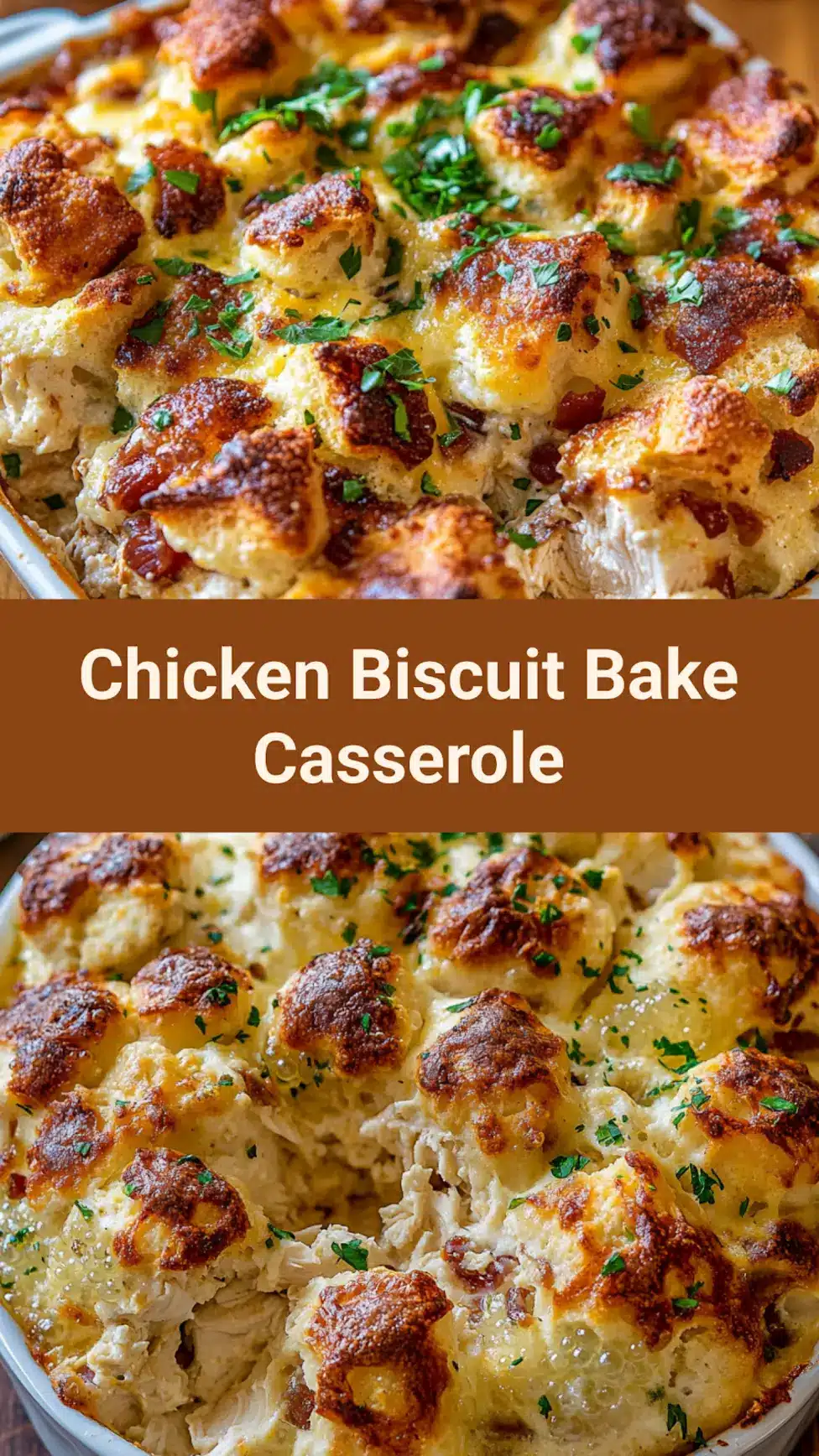 Chicken Bubble Biscuit Bake Casserole Easy Comforting Dinner 7 CHICKEN BUBBLE BISCUIT BAKE CASSEROLE centered hero view, clean and uncluttered