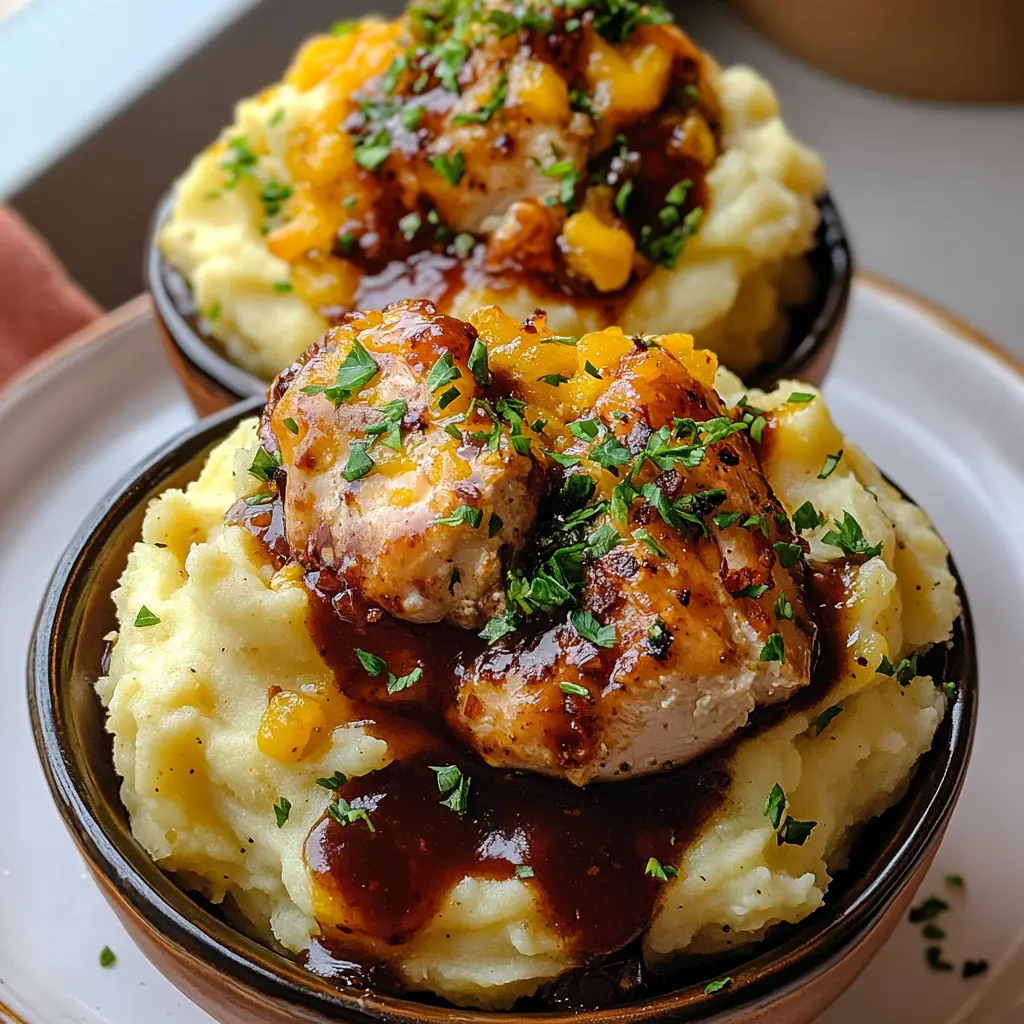 CHICKEN MASHED POTATO BOWLS centered hero view, clean and uncluttered