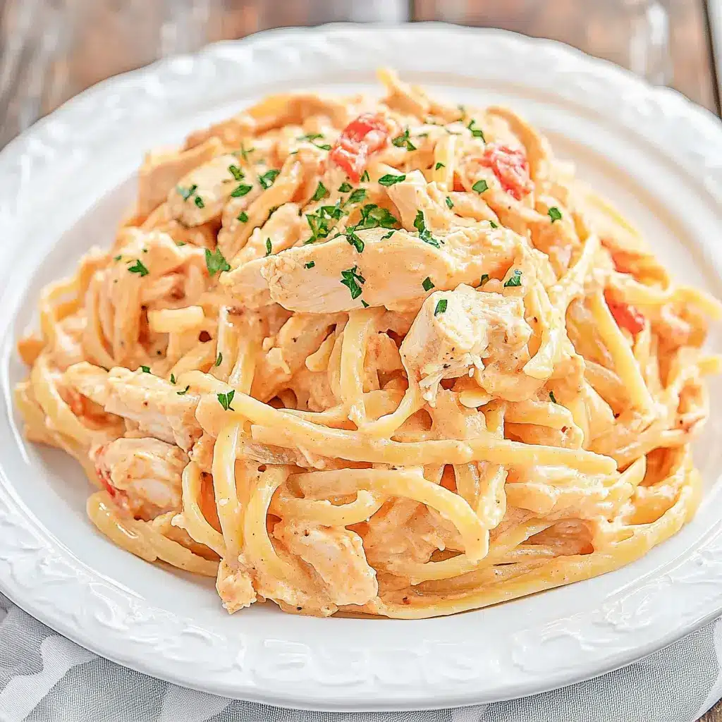 Chicken Spaghetti Easy Recipe for Busy Weeknights 6 CHICKEN SPAGHETTI centered hero view, clean and uncluttered