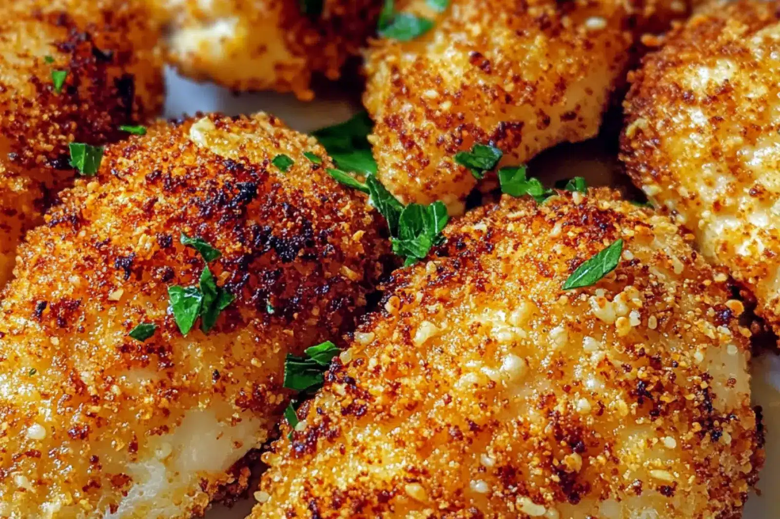 CRISPY AIR FRYER PARMESAN CHICKEN centered hero view, clean and uncluttered