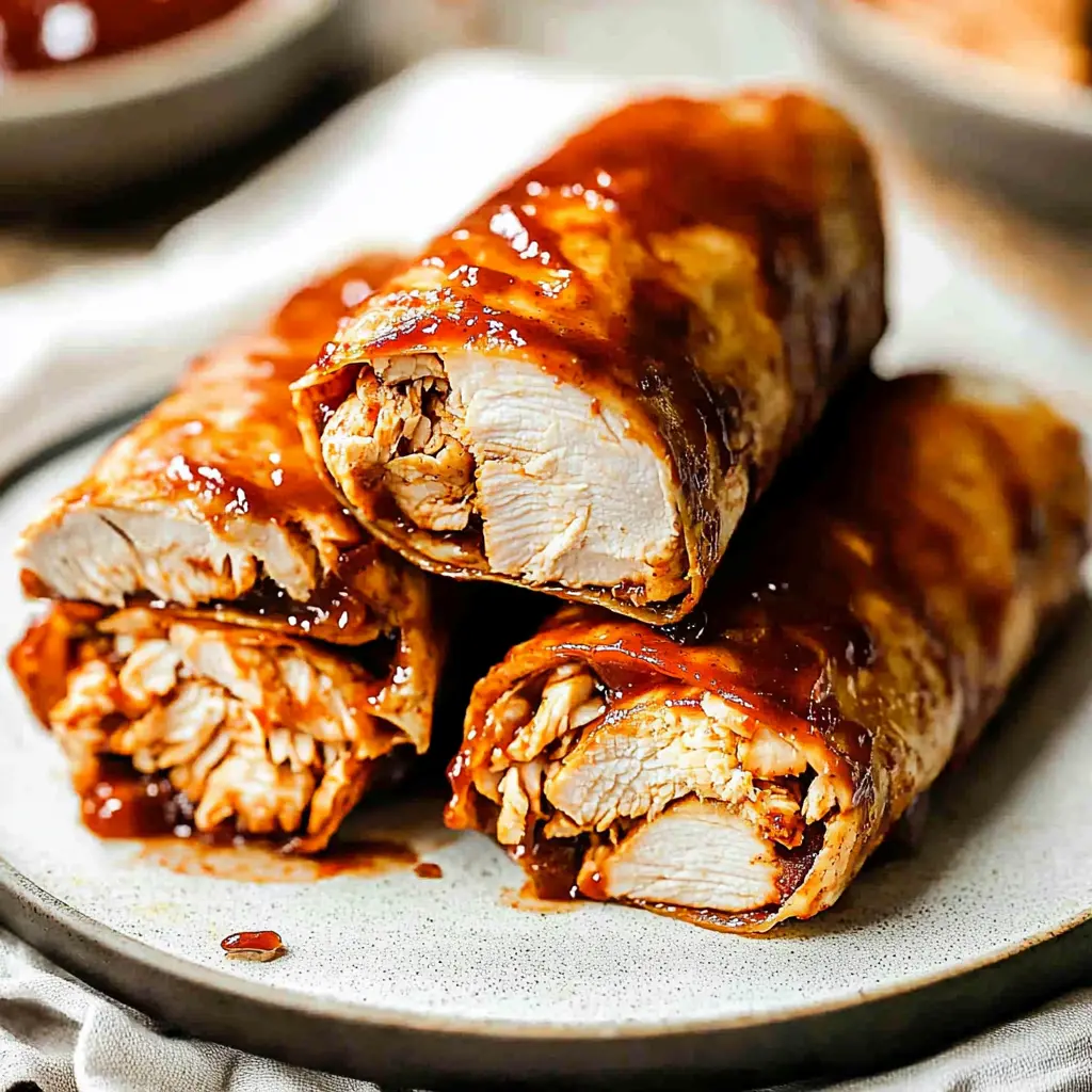 CRISPY BBQ CHICKEN WRAPS centered hero view, clean and uncluttered