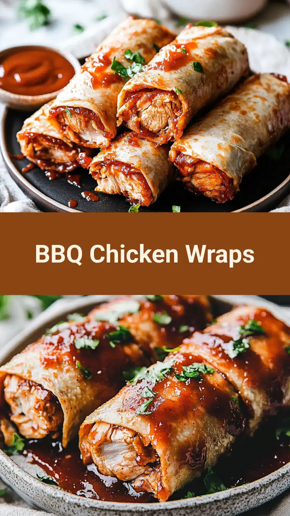 CRISPY BBQ CHICKEN WRAPS centered hero view, clean and uncluttered_pin