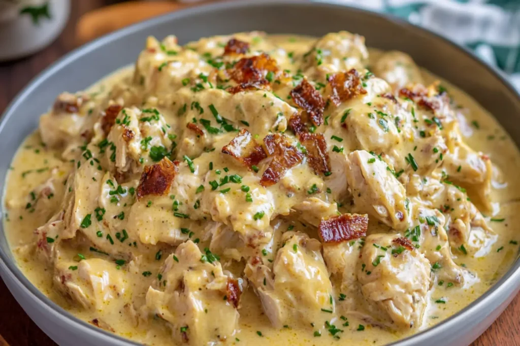 CROCK POT CRACK CHICKEN centered hero view, clean and uncluttered