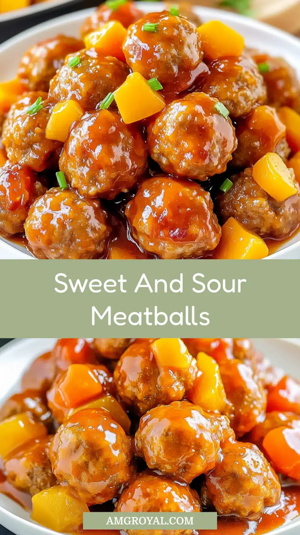CROCK POT SWEET AND SOUR MEATBALLS centered hero view, clean and uncluttered_pin