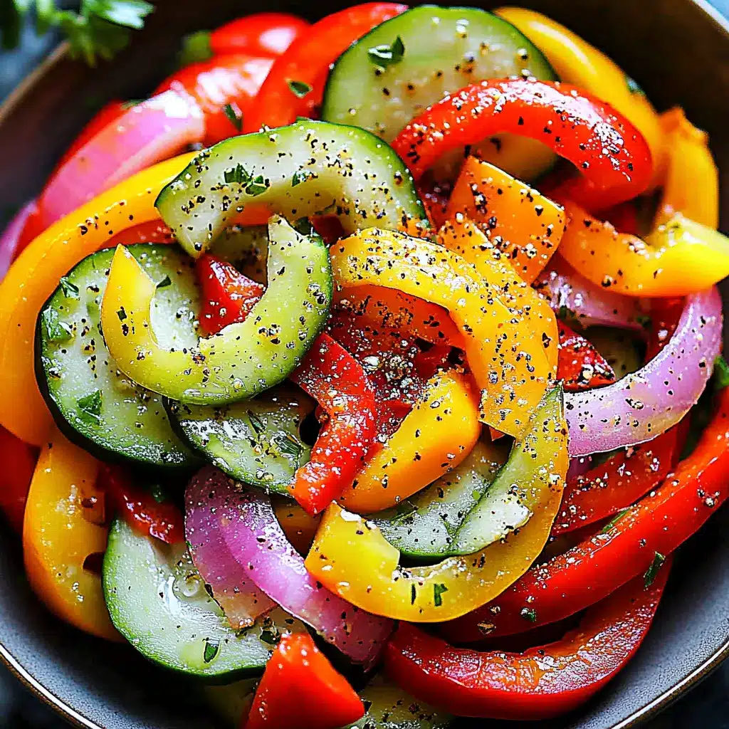 CUCUMBER SWEET PEPPER SALAD centered hero view, clean and uncluttered