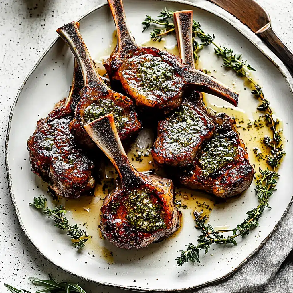 Easter Lamb Chops with Garlic Herb Butter Easy Weeknight Recipe 6 EASTER LAMB CHOPS WITH GARLIC HERB BUTTER centered hero view, clean and uncluttered