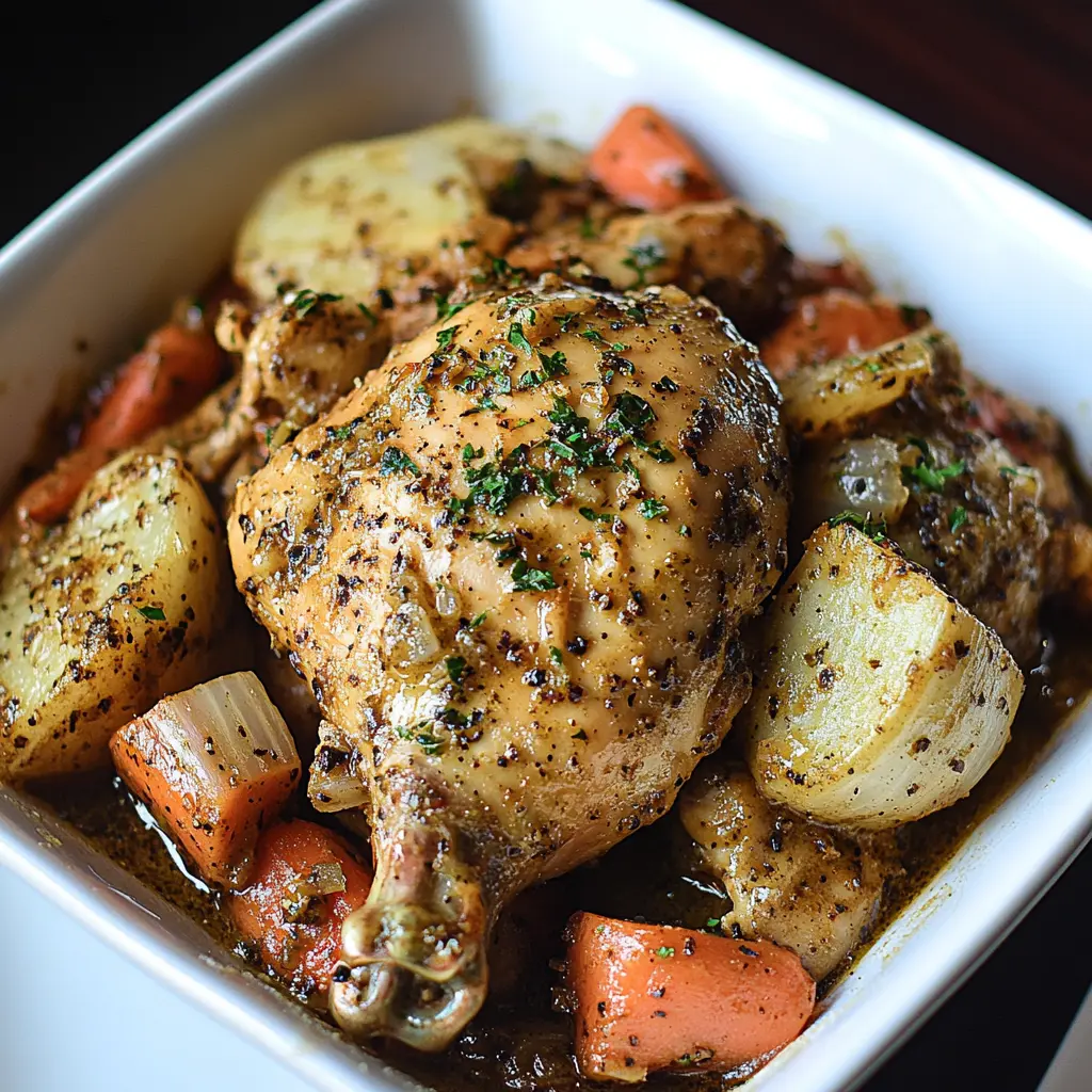 Garlic Butter Chicken Crockpot Easy Weeknight Dinner 6 Garlic butter chicken crockpot with tender chicken, baby potatoes, and carrots in a rich buttery sauce