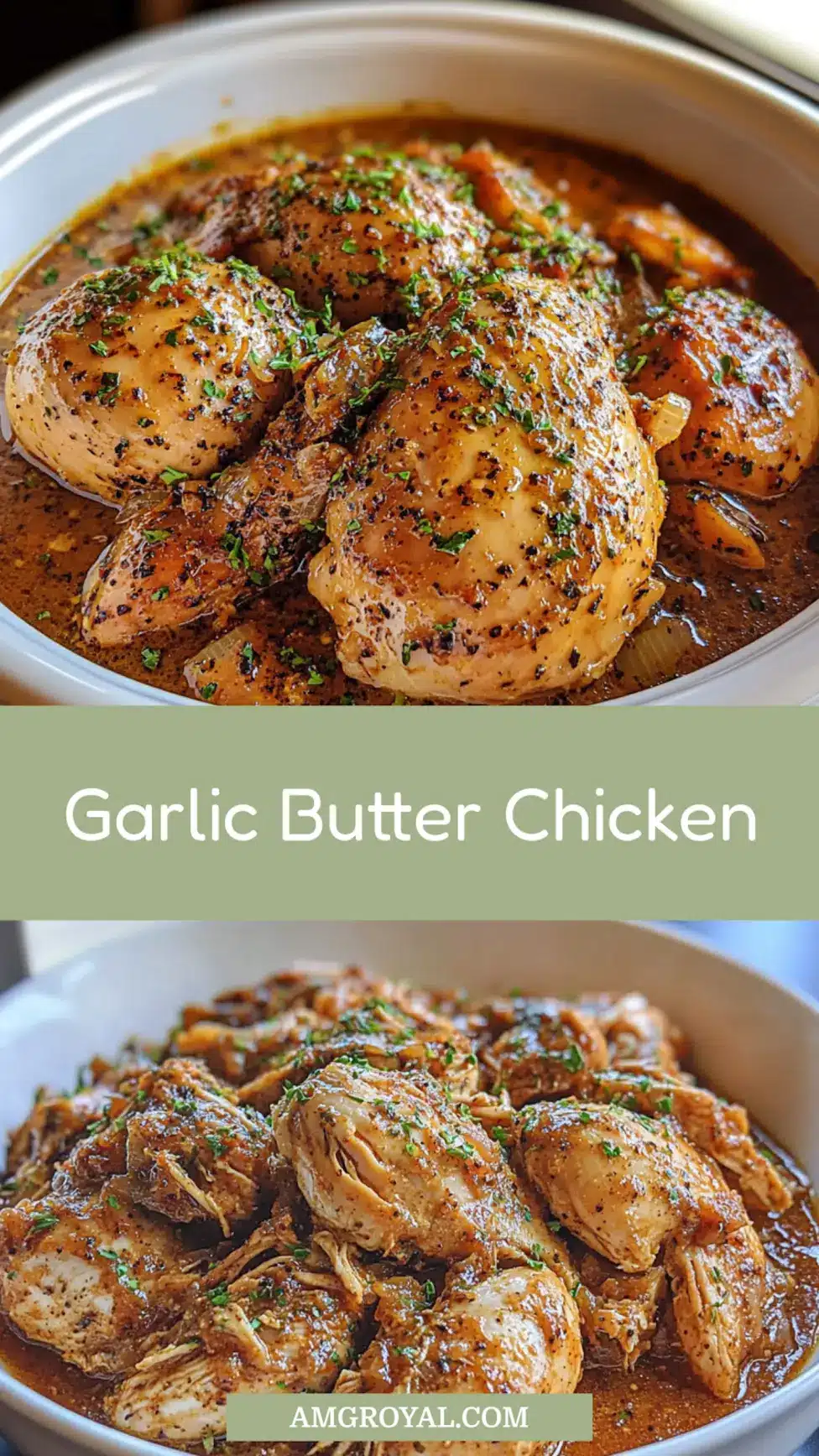 Garlic Butter Chicken Crockpot Easy Weeknight Dinner 7 Garlic butter chicken crockpot recipe pin-ready image with tender chicken and vegetables