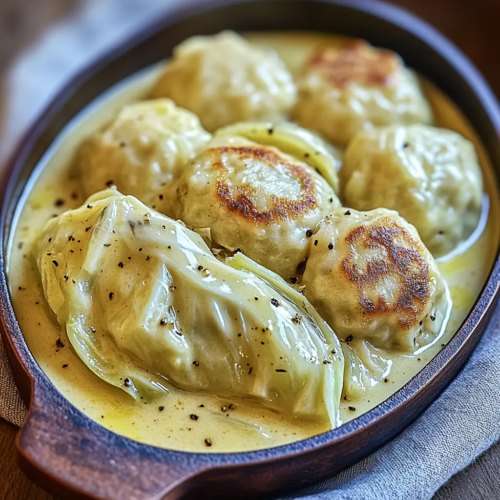 German Cabbage and Dumplings Easy Comforting Weeknight Dinner 6 German Cabbage and Dumplings centered hero view, clean and uncluttered