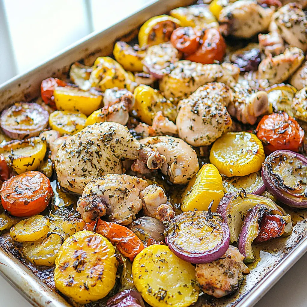Greek Sheet Pan Chicken Vegetables Easy Weeknight Dinner 6 Greek Sheet Pan Chicken Vegetables centered hero view, clean and uncluttered