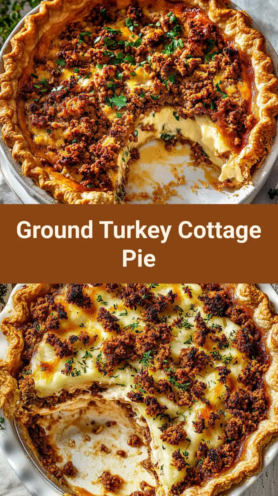 Ground Turkey Cottage Pie Easy Comforting Weeknight Dinner 7 GROUND TURKEY COTTAGE PIE centered hero view, clean and uncluttered