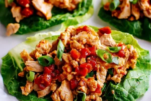 GROUND TURKEY LETTUCE WRAPS centered hero view, clean and uncluttered