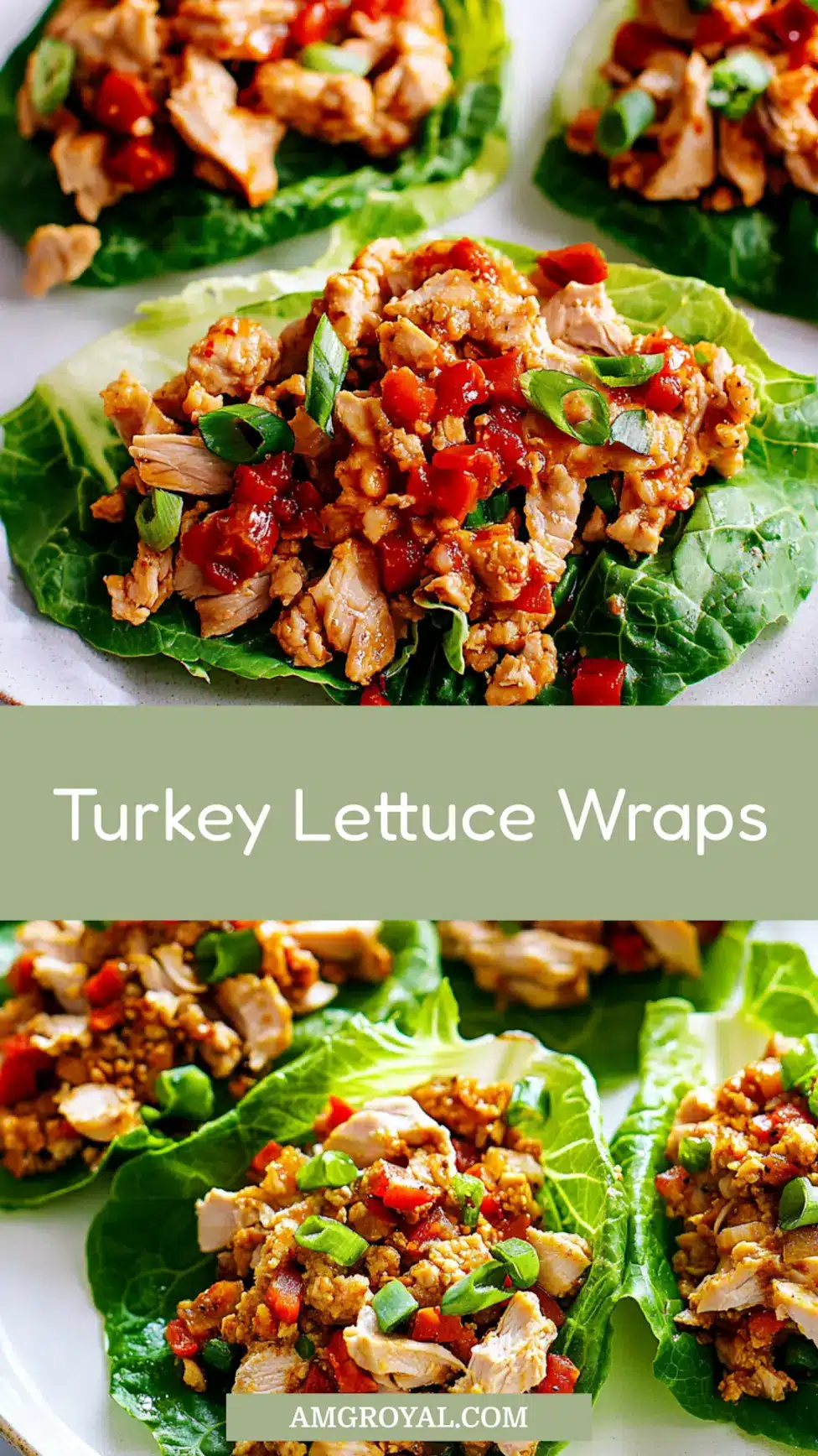 Ground turkey lettuce wraps centered hero view, clean and uncluttered