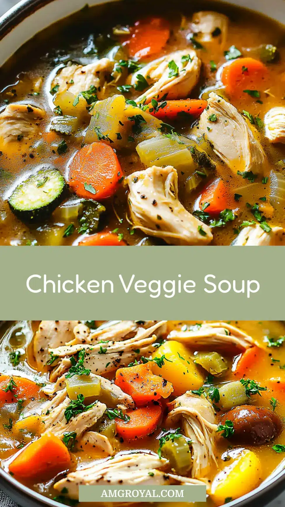 Hearty Chicken Veggie Soup Easy Weeknight Dinner 7 HEARTY CHICKEN VEGGIE SOUP centered hero view, clean and uncluttered