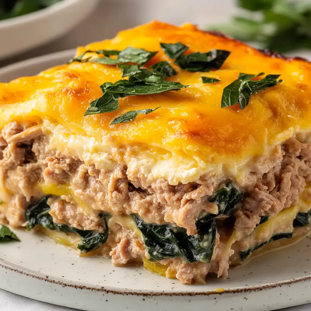 HIGH PROTEIN GROUND TURKEY CASSEROLE centered hero view, clean and uncluttered