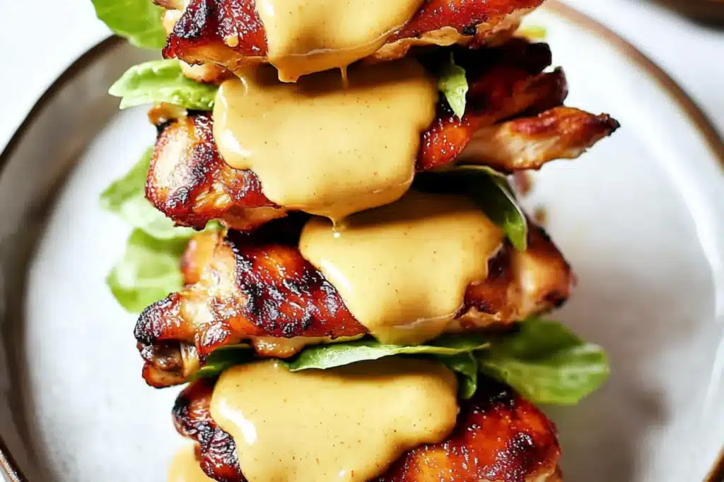 HONEY MUSTARD BLT CHICKEN SLIDERS centered hero view, clean and uncluttered