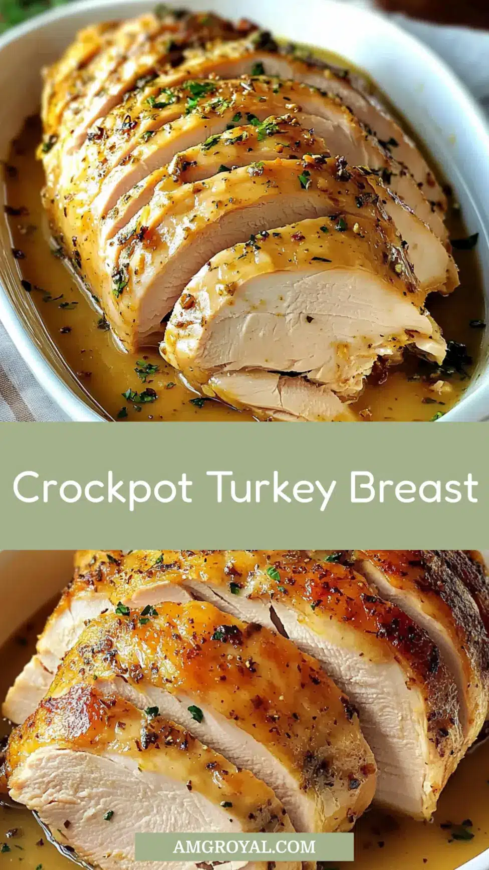 JUICY CROCKPOT TURKEY BREAST centered hero view, clean and uncluttered_pin