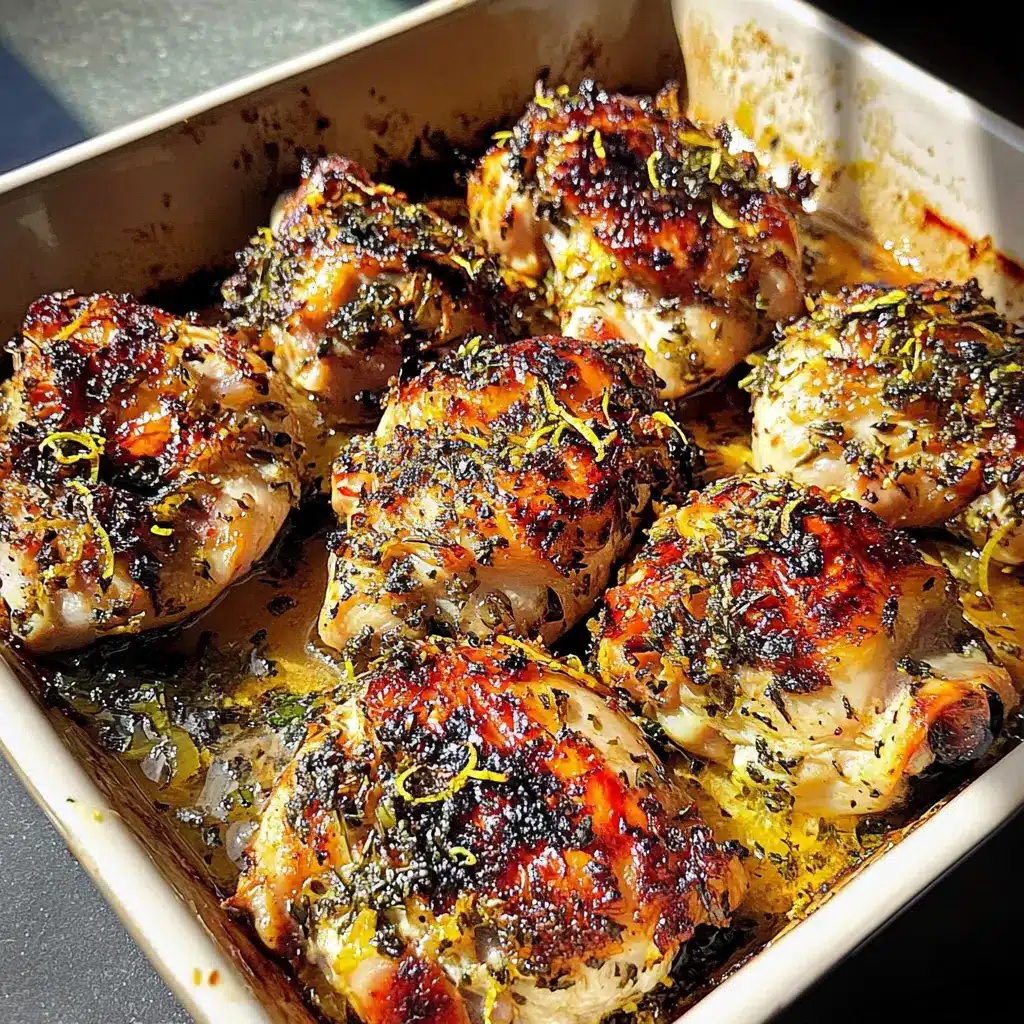 Lemon Herb Roasted Chicken Thighs Spring Fresh Easy Comfort 6 Lemon herb roasted chicken thighs with crispy golden skin, roasted lemon wedges, and fresh herbs on a baking sheet