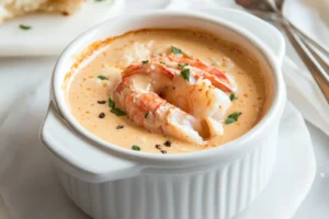 LOBSTER BISQUE RECIPE centered hero view, clean and uncluttered