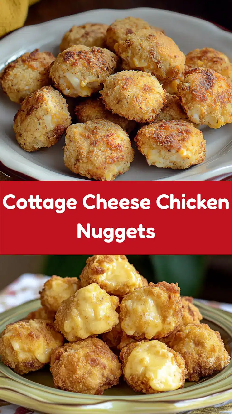 LOW CARB KETO COTTAGE CHEESE CHICKEN NUGGETS centered hero view, clean and uncluttered_pin