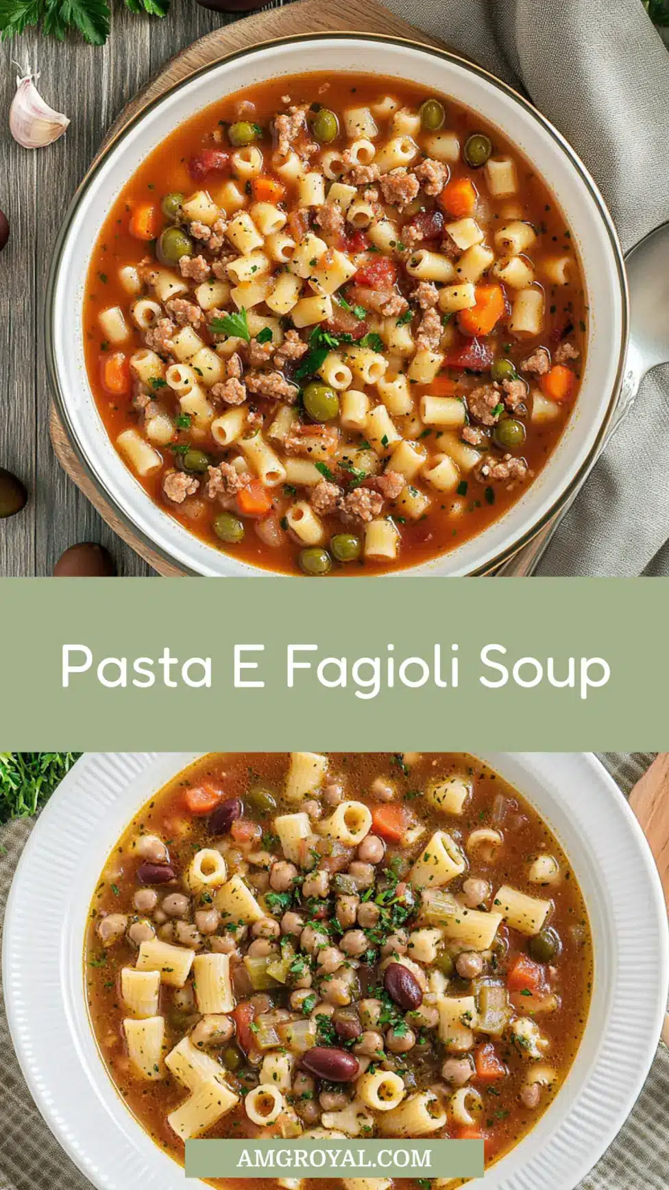 OLIVE GARDEN PASTA E FAGIOLI SOUP centered hero view, clean and uncluttered