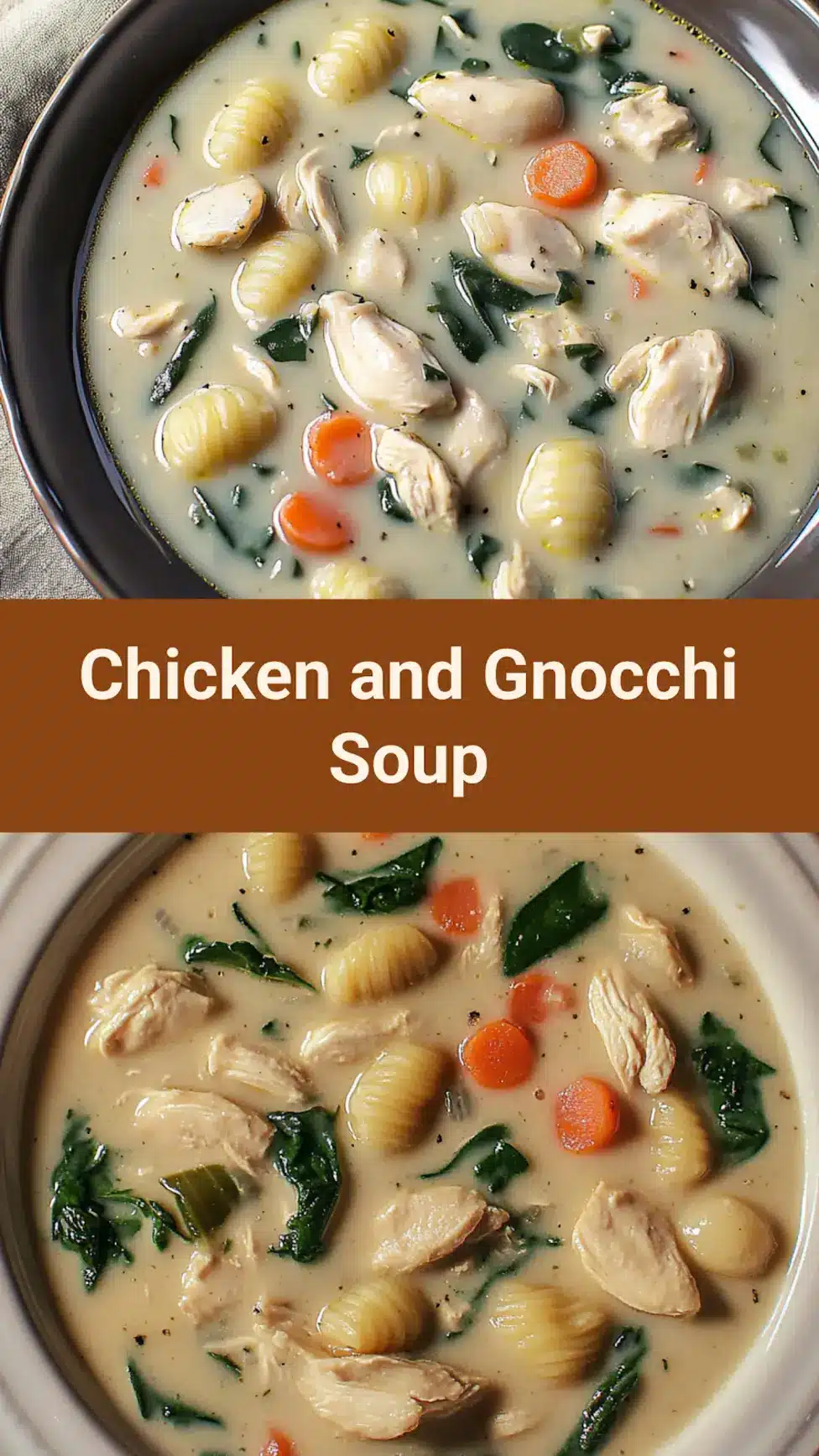 Olive Garden Style Chicken and Gnocchi Soup Easy Weeknight Dinner 7 OLIVE GARDEN STYLE CHICKEN AND GNOCCHI SOUP centered hero view, clean and uncluttered
