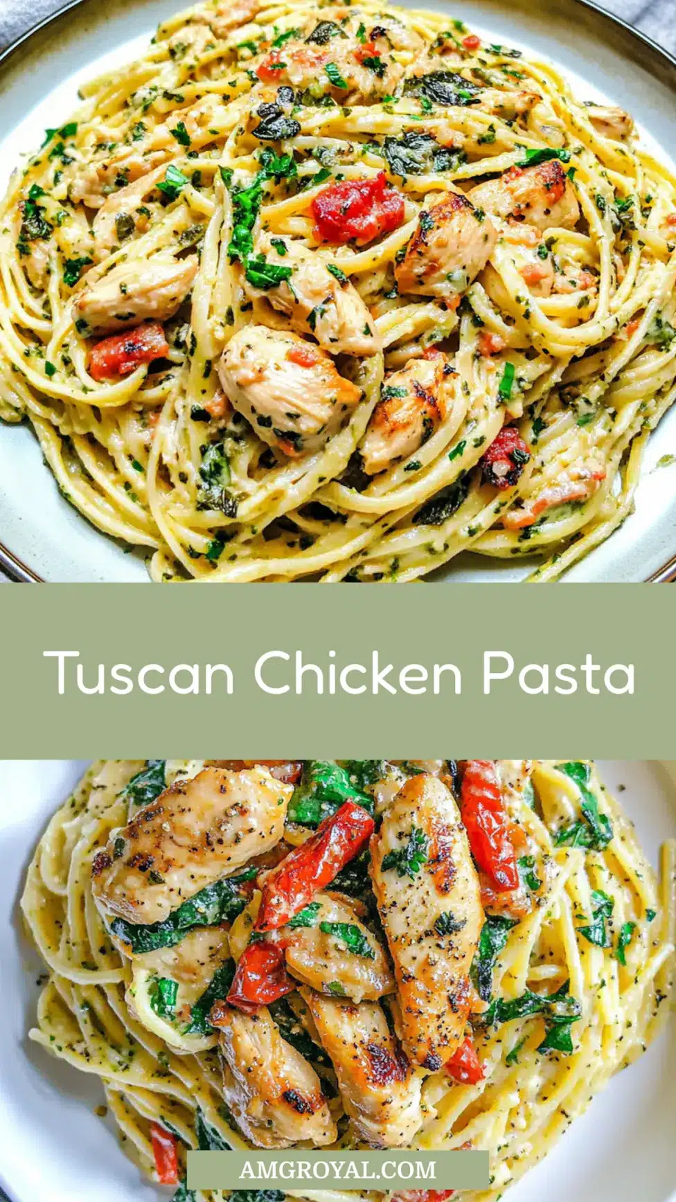 OLIVE GARDEN TUSCAN CHICKEN PASTA centered hero view, clean and uncluttered_pin