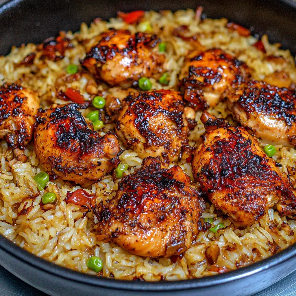 ONE POT CHICKEN AND RICE centered hero view, clean and uncluttered