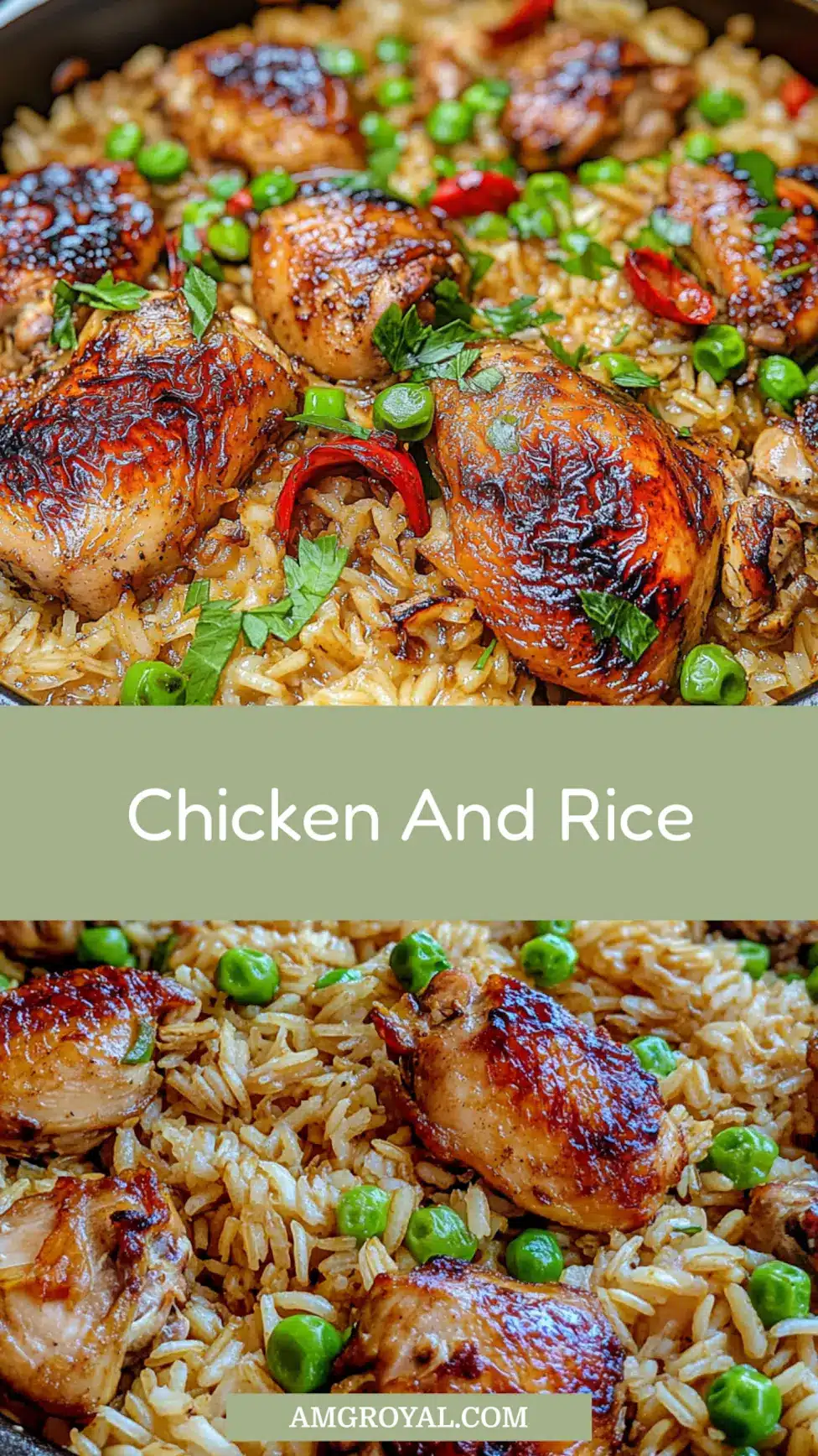 ONE POT CHICKEN AND RICE centered hero view, clean and uncluttered_pin