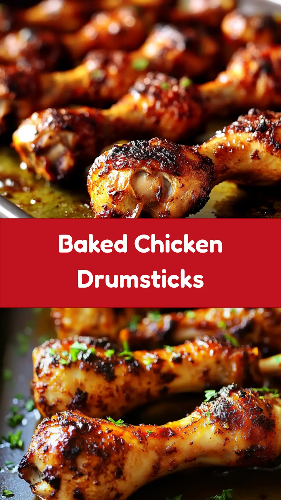 Oven Baked Chicken Drumsticks Easy Weeknight Dinner 7 OVEN BAKED CHICKEN DRUMSTICKS centered hero view, clean and uncluttered