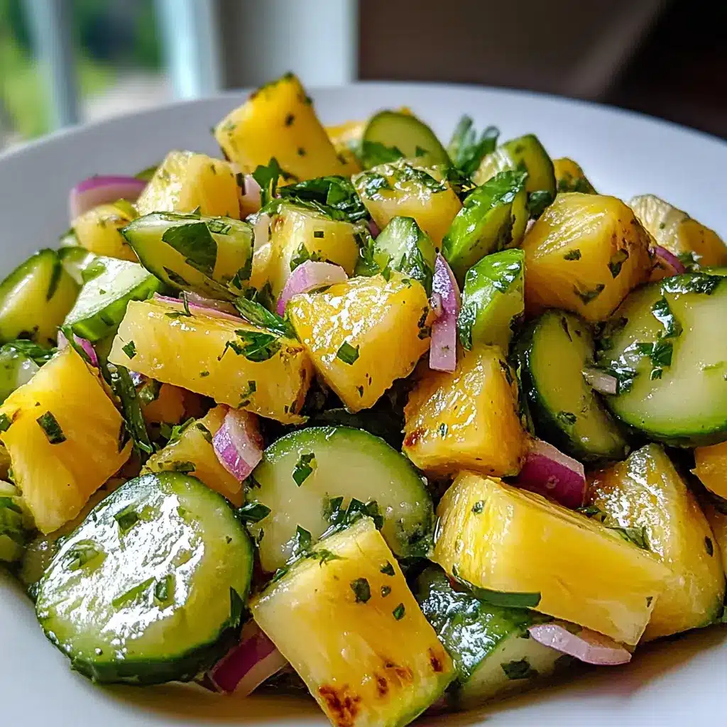 PINEAPPLE CUCUMBER SALAD centered hero view, clean and uncluttered