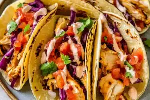 ROTISSERIE CHICKEN TACOS SPRING recipe, served and ready to eat, easy homemade dinner