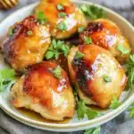 AIR FRYER EASTER CHICKEN THIGHS HONEY GLAZED centered hero view, clean and uncluttered