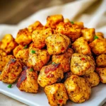 AIR FRYER HIGH PROTEIN CHICKEN BITES centered hero view, clean and uncluttered