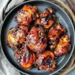 AIR FRYER HONEY GARLIC CHICKEN centered hero view, clean and uncluttered