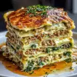 ASIAN DUMPLING LASAGNA LAYERS centered hero view, clean and uncluttered