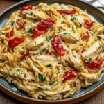 CREAMY TUSCAN CHICKEN ORZO centered hero view, clean and uncluttered
